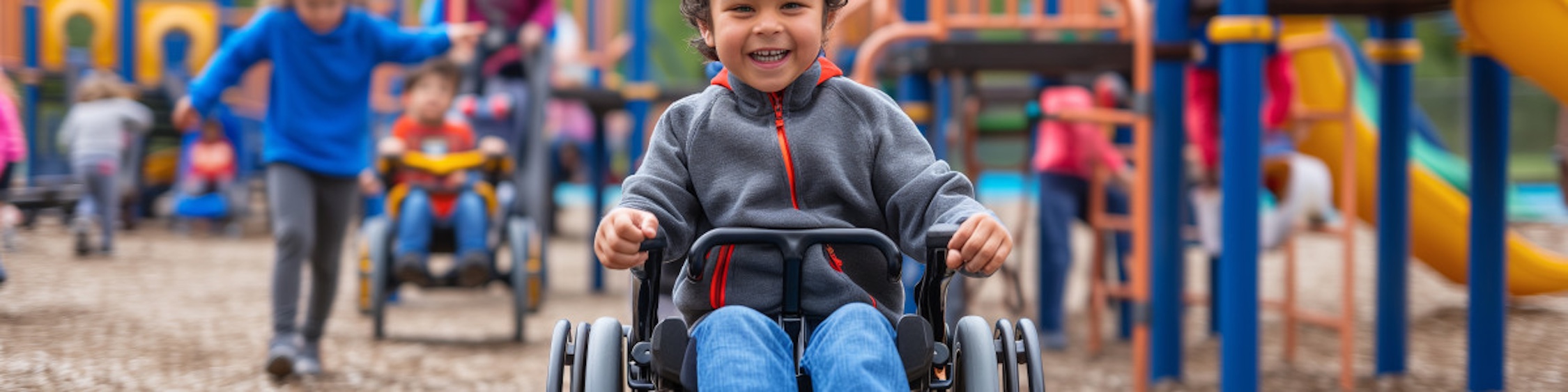 Child in wheelchair on playground.
