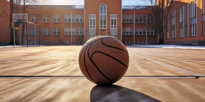 Basketball on a court.