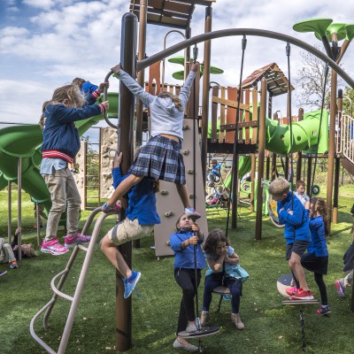 Children playing on a playground.